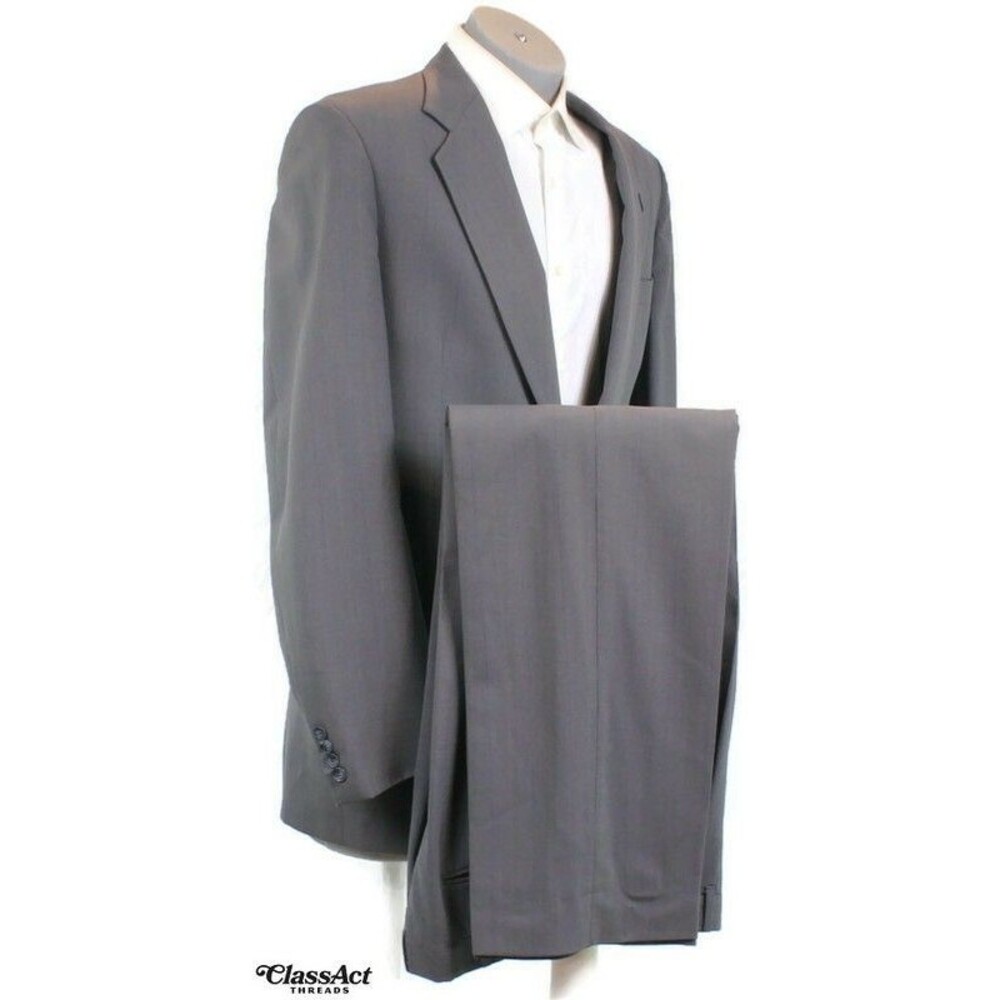 Kuppenheimer 2 Piece Suit Mens Gray Striped Wool 2 Btn 40L Pleated Fronts 36" W - Picture 1 of 9